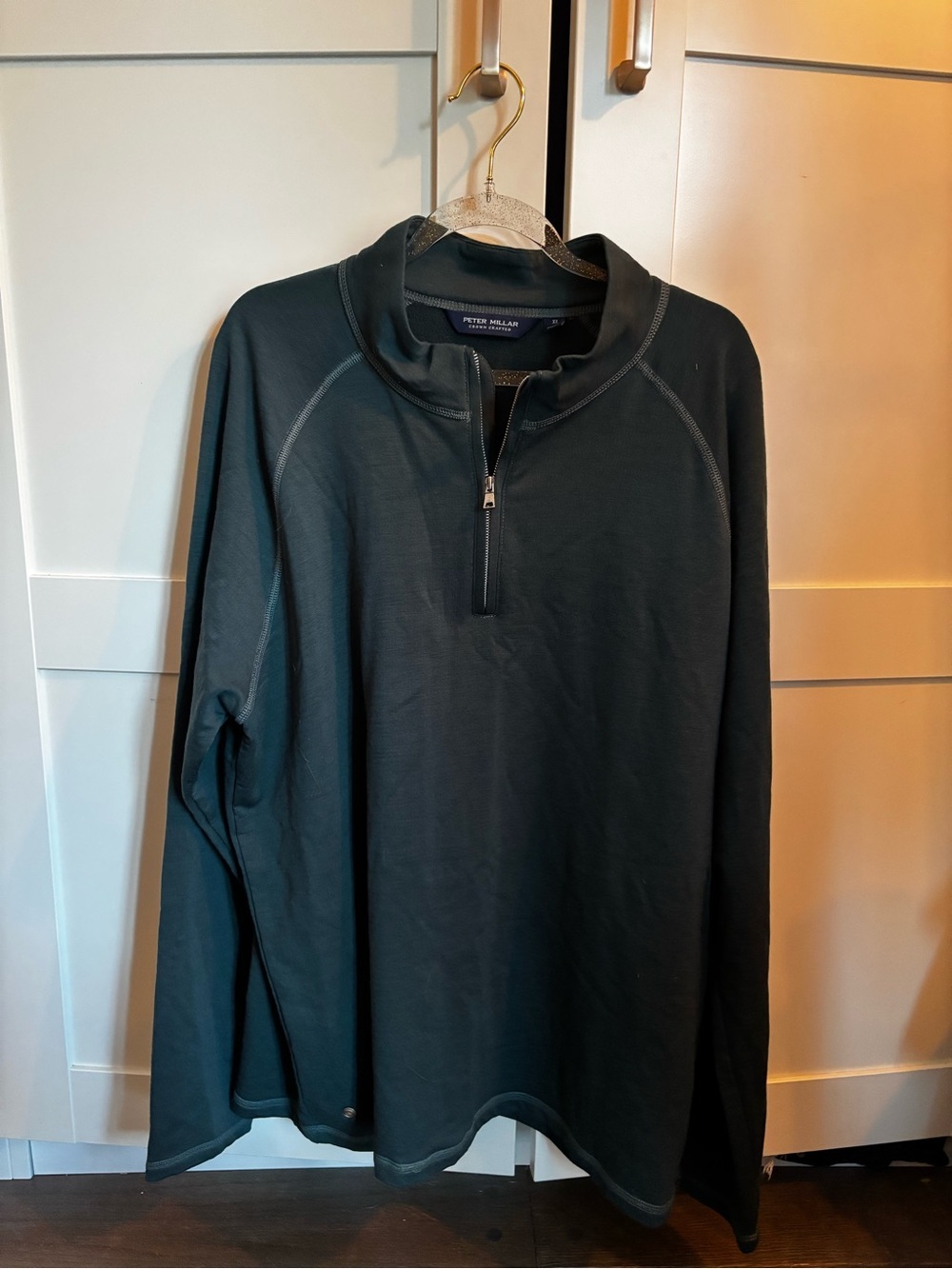 Peter Millar Men's Quarter Zip Wool Blue Green Minimalist Casual Golf